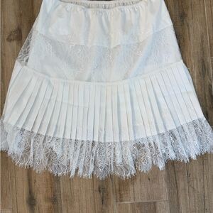 White Lace Pleated Skirt